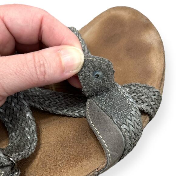 Taos Gray Leather Trulie Cushioned Adjustable Cork Sandals Women's US10 EU41 - Picture 6 of 10